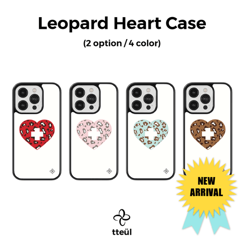 [글라스 범퍼] 레오파드 하트 케이스 (2 option / 4 color)