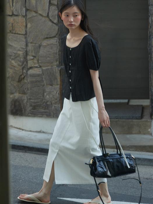 [6차] Belted H-line skirt_WHITE