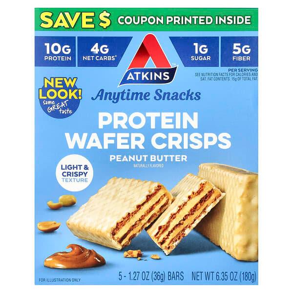 Atkins, 애니타임 스낵, 프로틴 웨이퍼 크리스프, 땅콩 버터 맛, 바 5개, 각 36g(1.27oz)