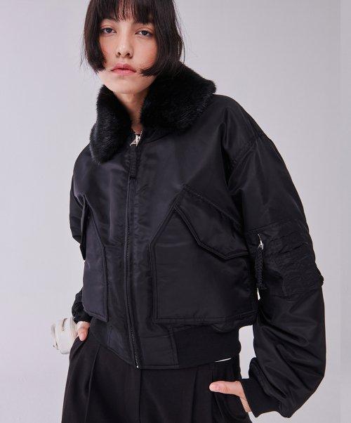 CENTAUR FUR COLLAR MA-1 JACKET_BLACK