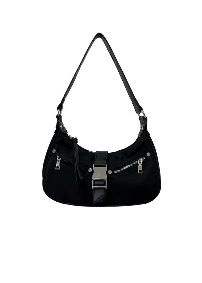 NO.146 BLACK TAG NYLON HOBO BAG