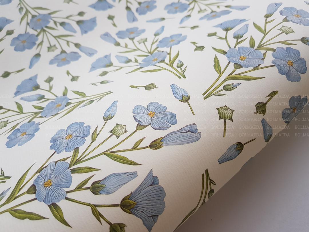 [수입포장지] 아마꽃 패턴 포장지 R -Flax Flowers- (이태리 수입)