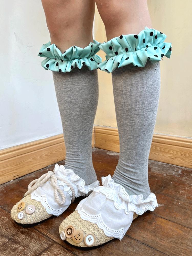 Nit alcove Lace Long High Top Split Knee Socks