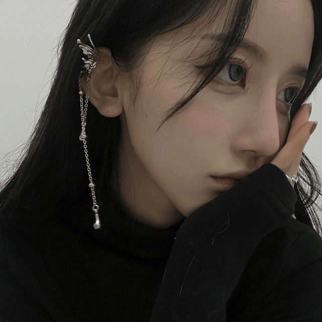나비 물방울 드롭 체인 이어커프 귀찌