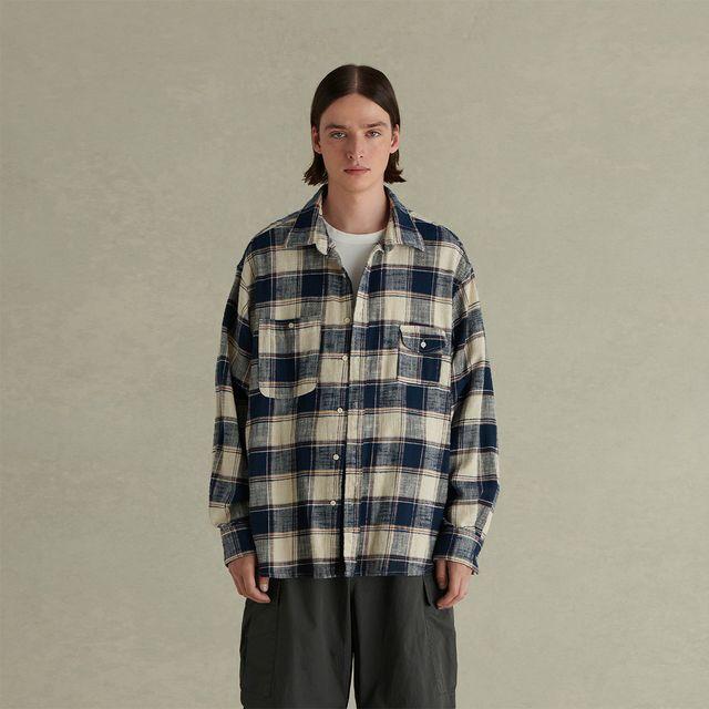 EVISTUB 루즈핏 포켓 체크셔츠 (블랙)