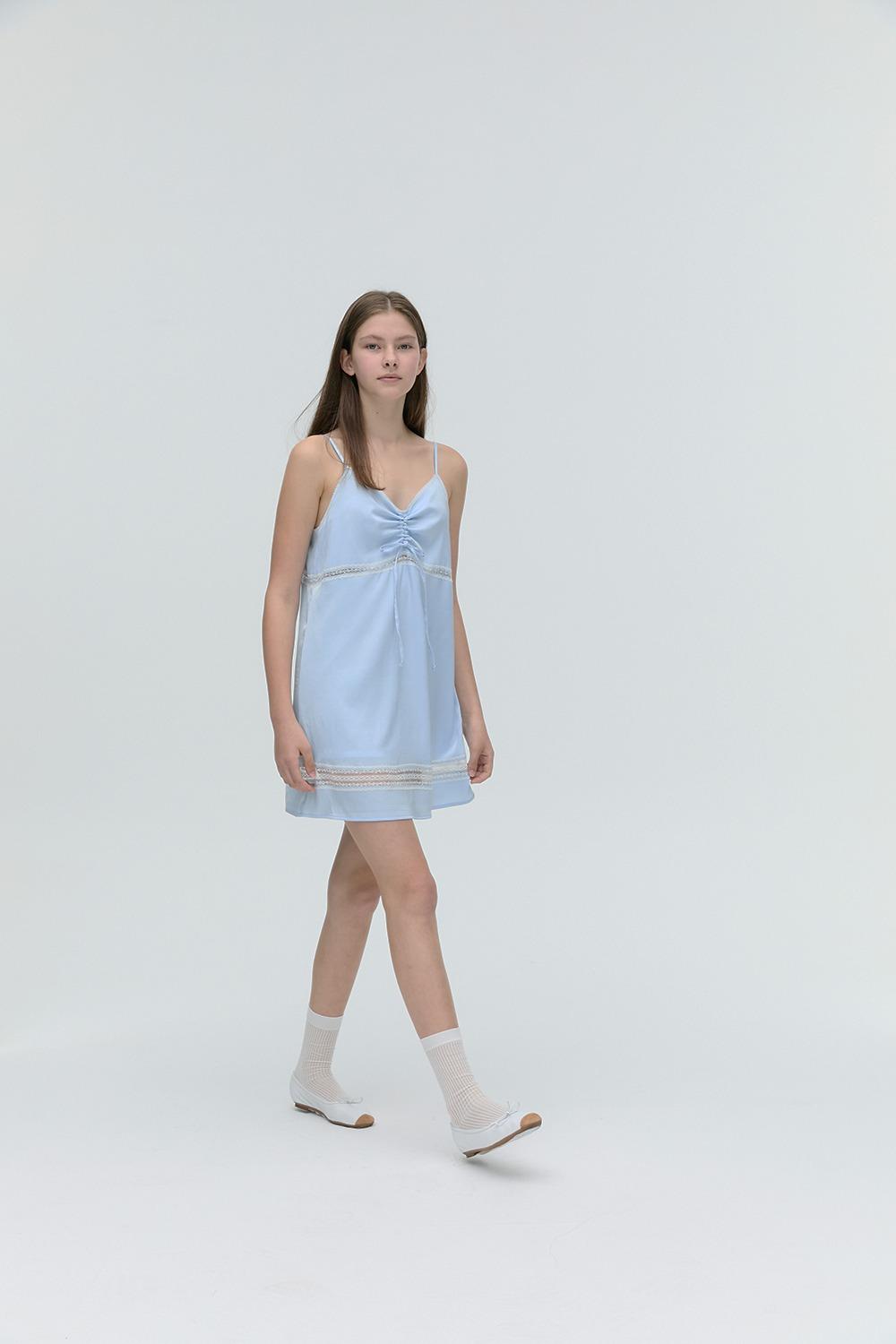 LACE SATIN RIBBON ONE-PIECE_BABY BLUE