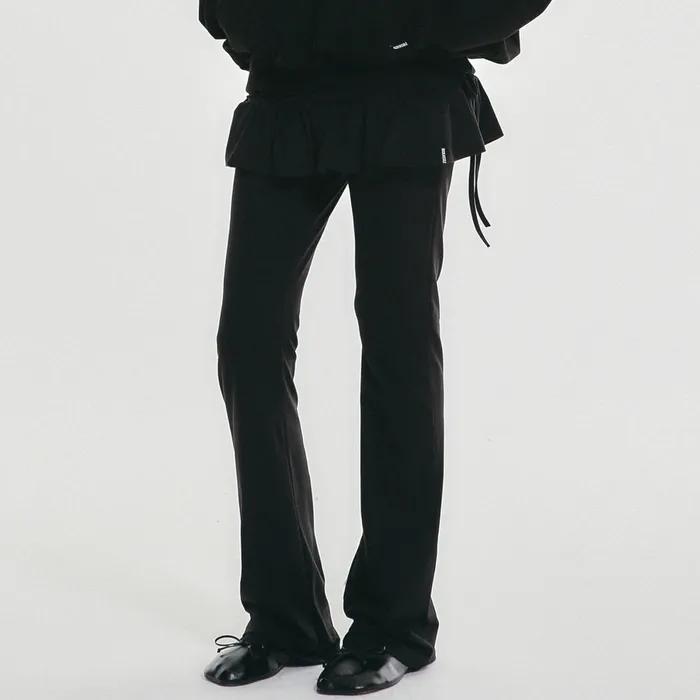 LAYERED RUFFLE SKIRT PANTS_BLACK