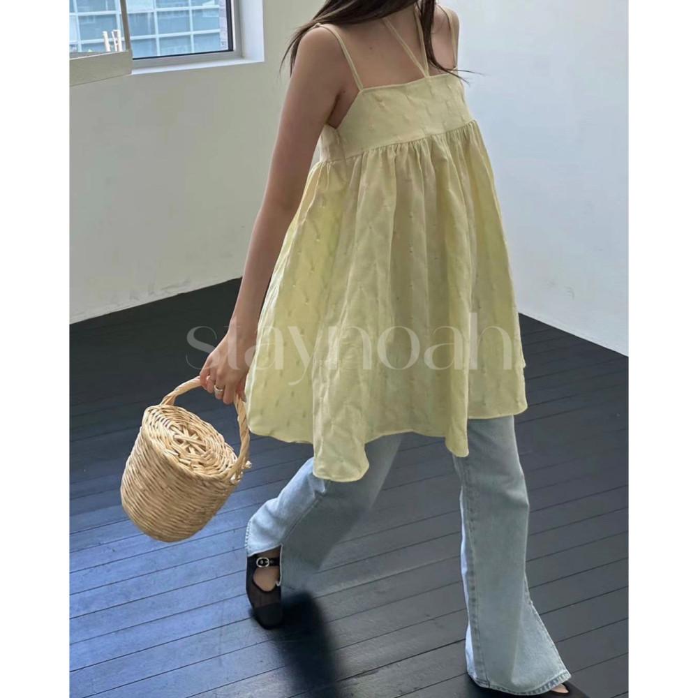 (아이 당일) bowie 보위 레몬 원피스 홀터넥 나시 자가드 미니 ops (3c)