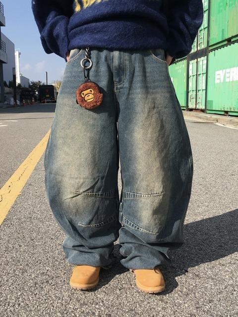 로디드 벌룬 핀턱 데님 팬츠