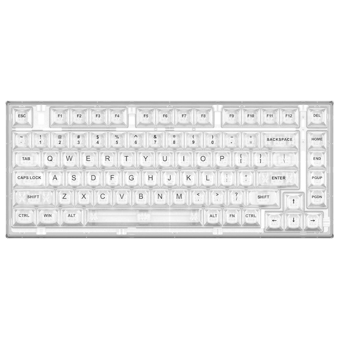 YUNZII X75 PRO 82 Key Wireless Hot Swappable Gasket Transparent Mechanical Keyboard - Transparent White / Crystal White Switch