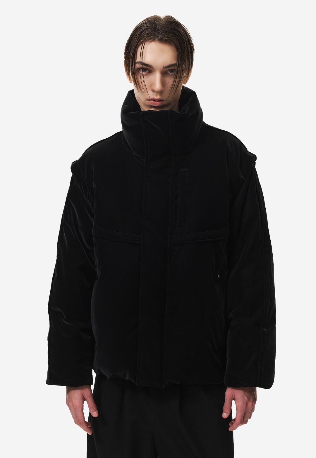 슬리브 디테쳐블 다운 점퍼 블랙