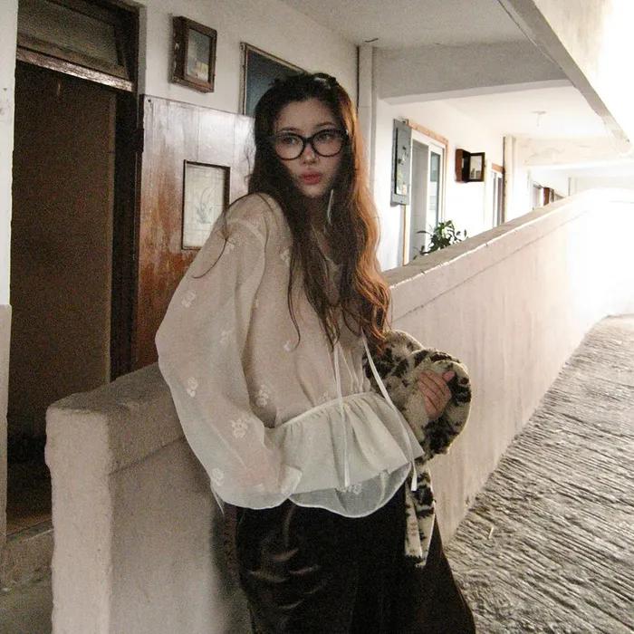 [유하 착용] Poncho Layered Blouse_Ivory