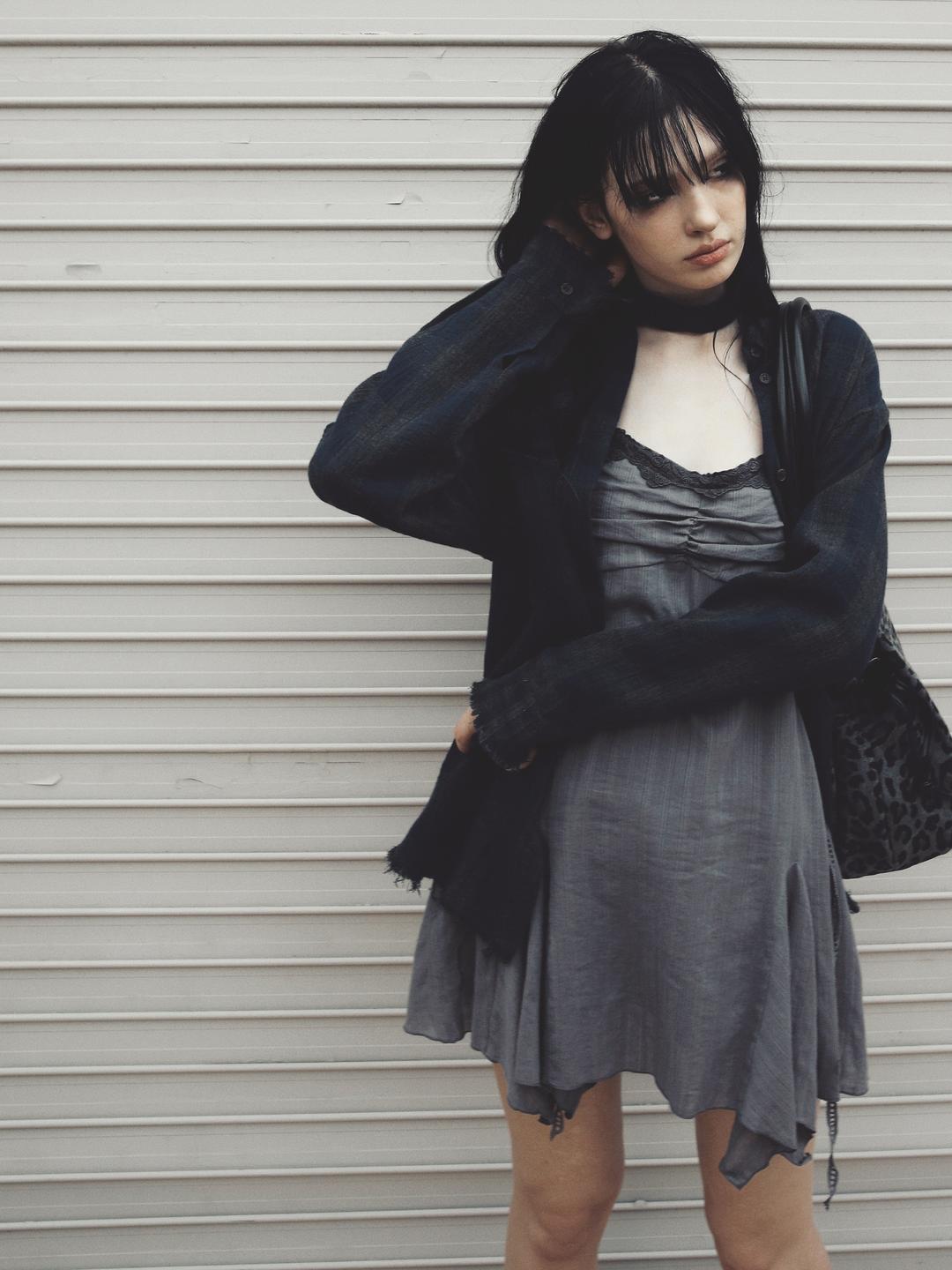 Ragged Scarf Check Shirts Navy