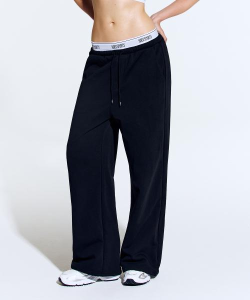 밴딩 리트릿 더블 레이어 스웨트 팬츠 (Black)