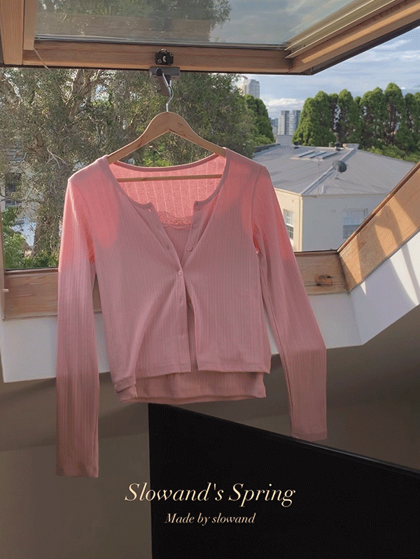 [봄🌷얼리버드10%] #SLOWMADE. 키치 캐미솔 가디건세트 - 4 color (프리오더: 5~10일 소요)