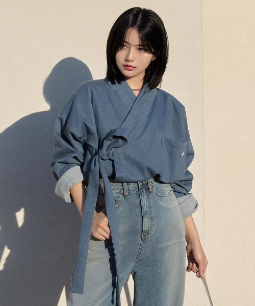 조선코어룩 데님 셔켓 저고리 연청