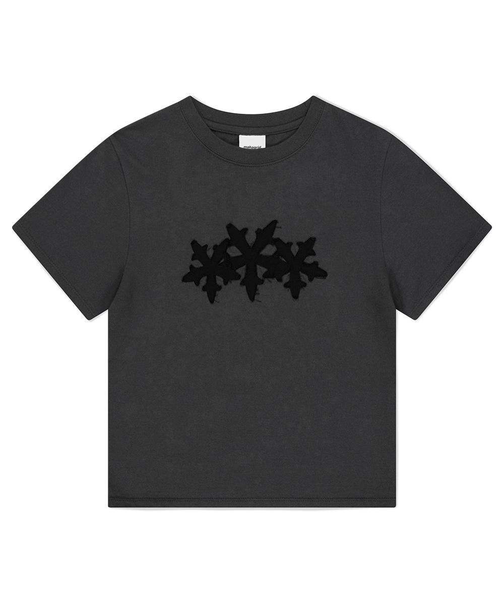 [Shipping Begin 6/26]CUT OFF CROSS STAR TEE[CHARCOAL]