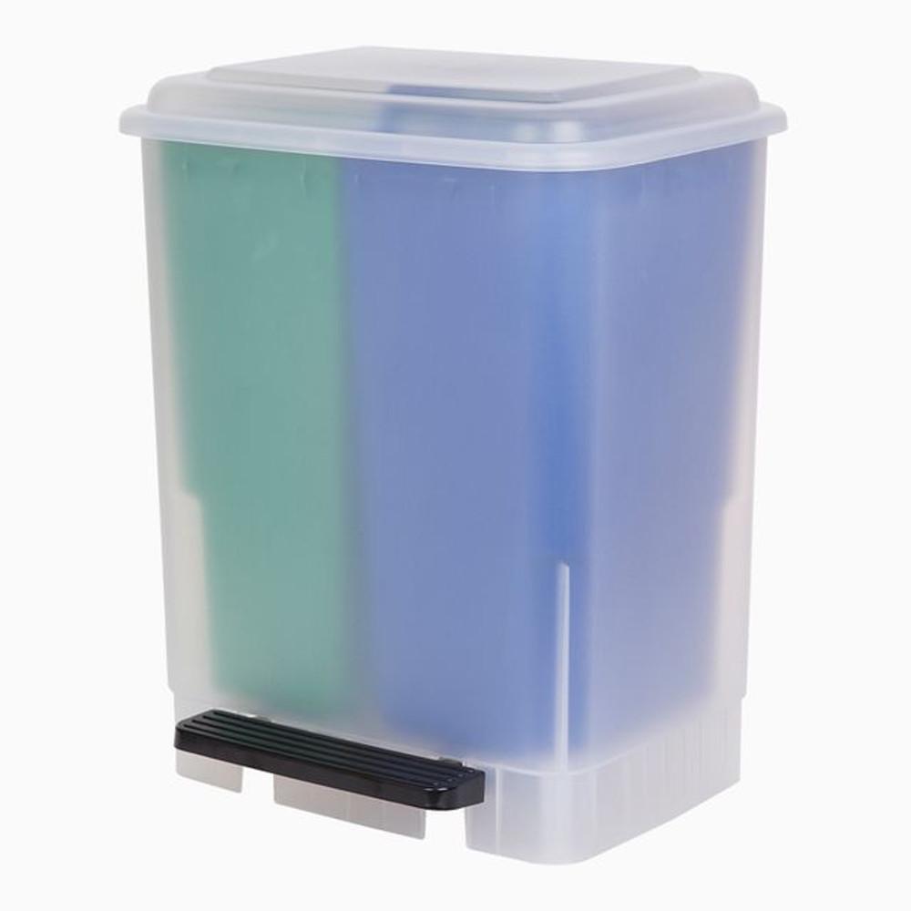 [아묻따99]화플라나 2분할 페달 분리수거함 20L (그린/블루)