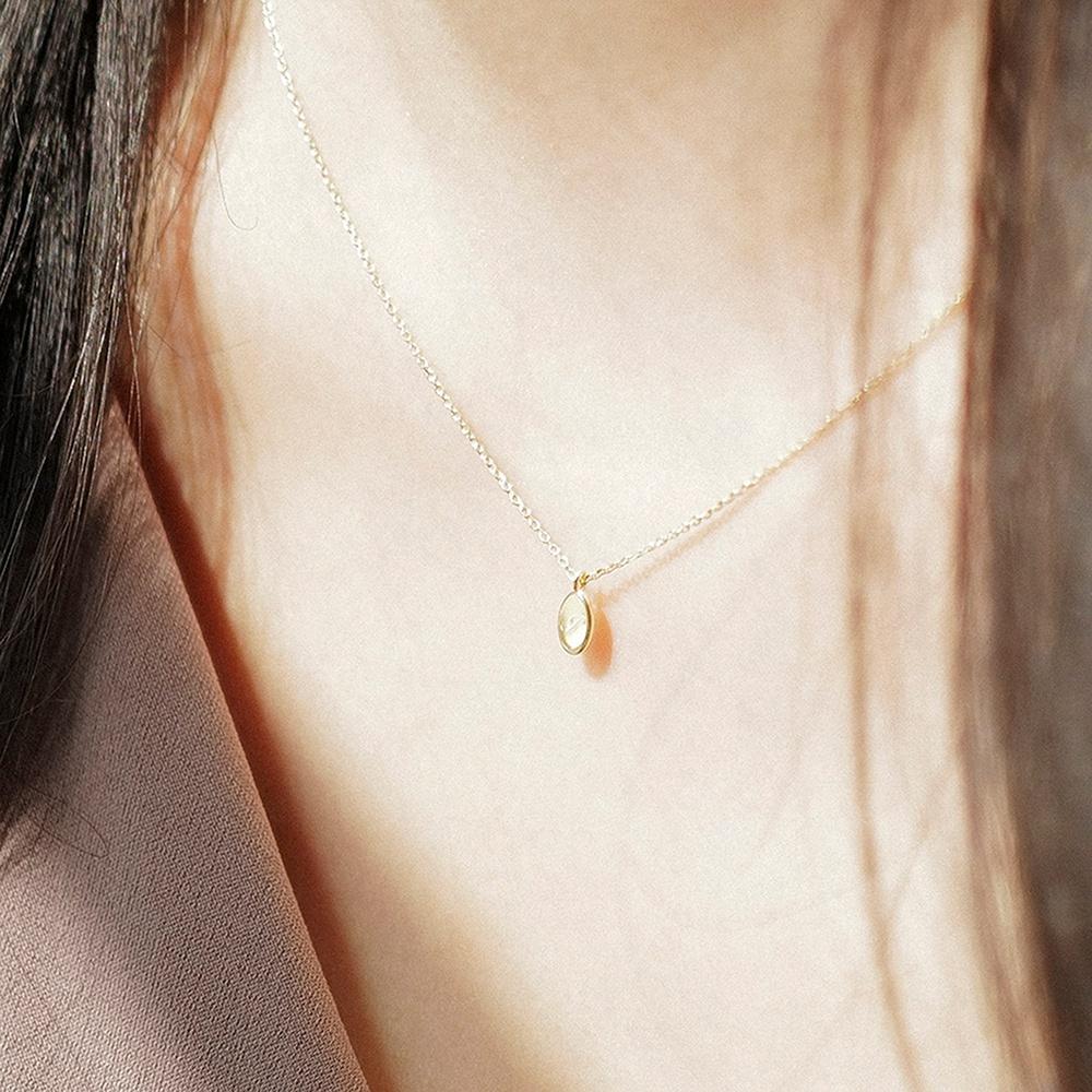 14k 오벌 코인 목걸이 [이니셜 각인]