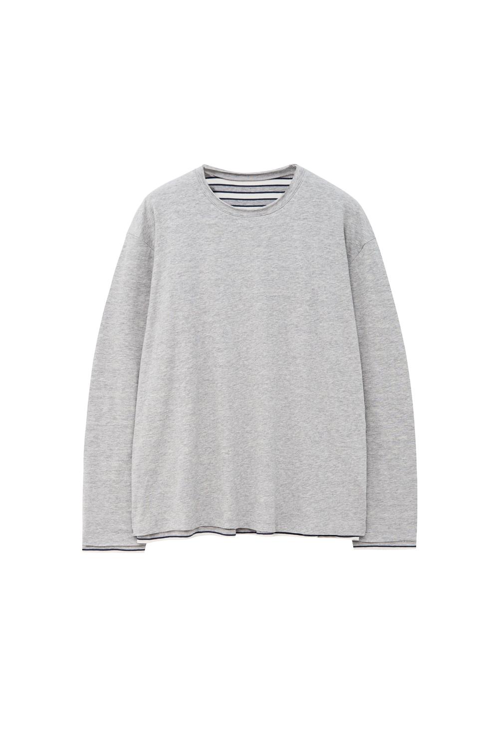 Two Face Stripe Tee M.Grey