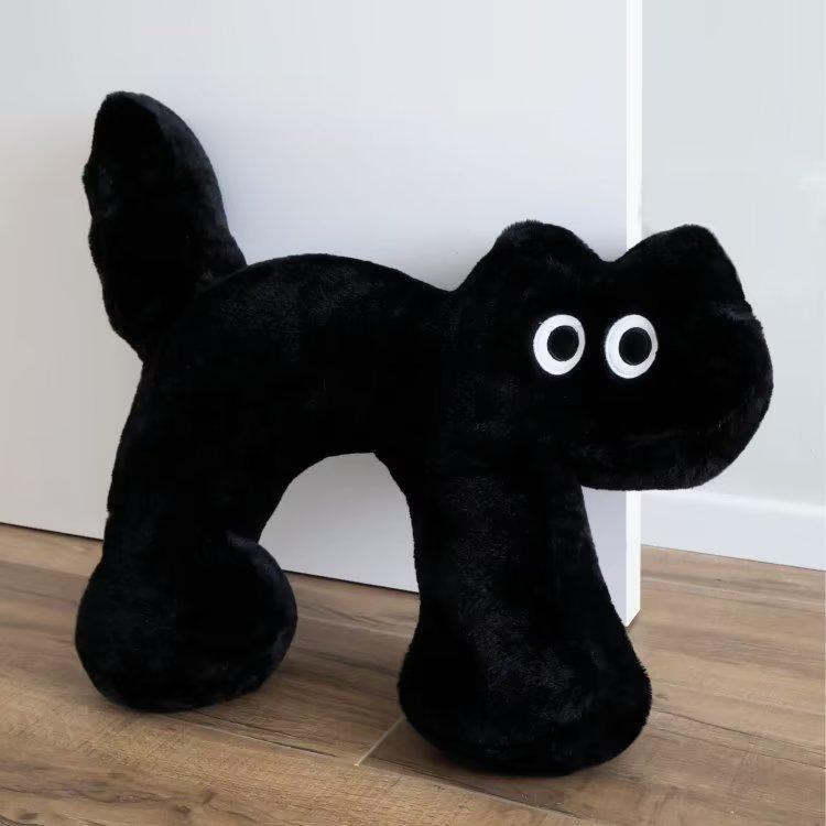 프렌드첸 고양이 쿠션 귀여운 고양이 블랙 핑크 등받이 베개 쿠션