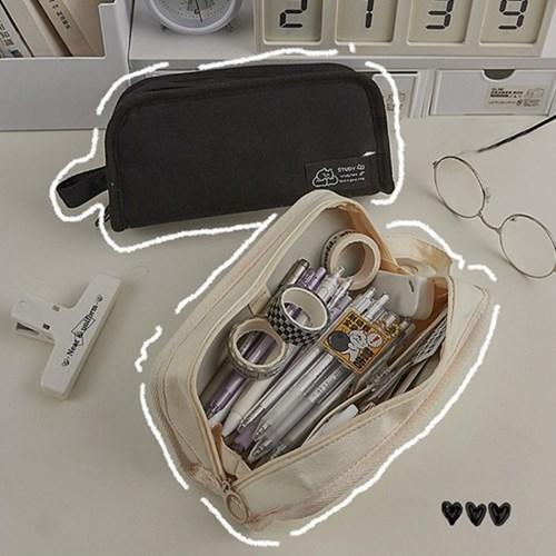 고양이 캔버스 대용량 필통 파우치 문구 가방 다용도 화장품 메이크