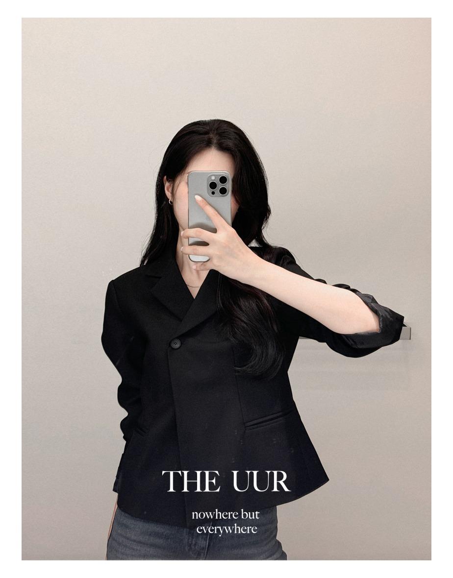 [JK] uur New serif crop jacket [black]