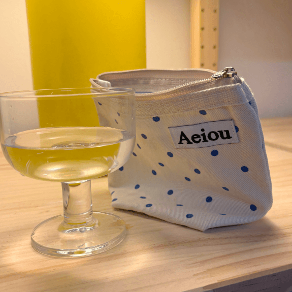 Aeiou Basic Pouch (M size) Candy Dot Blue