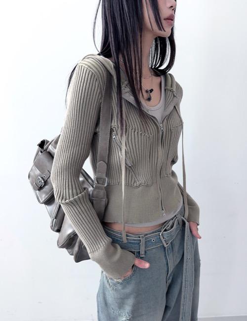 y2k zipper two-way hood zip up
