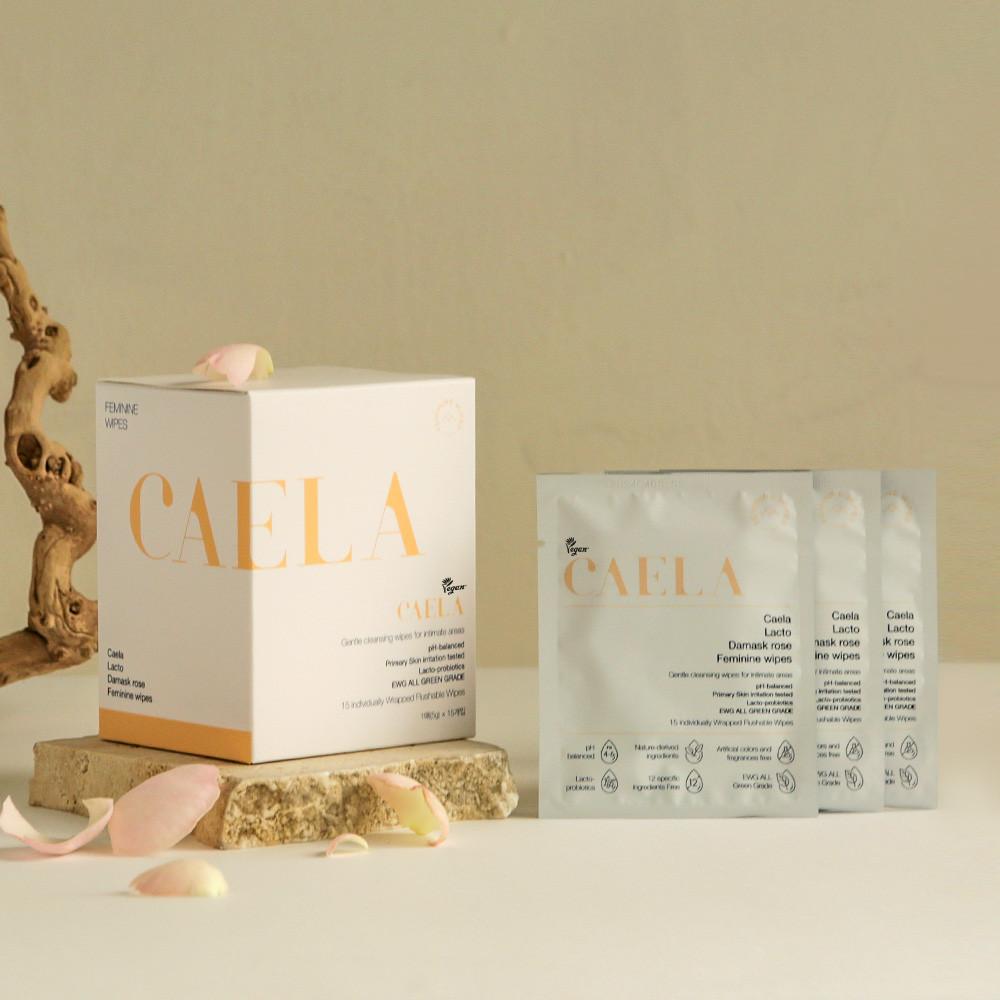 카엘라 락토 다마스크로즈 세정 여성 청결 클린 티슈 1박스 (15매)
