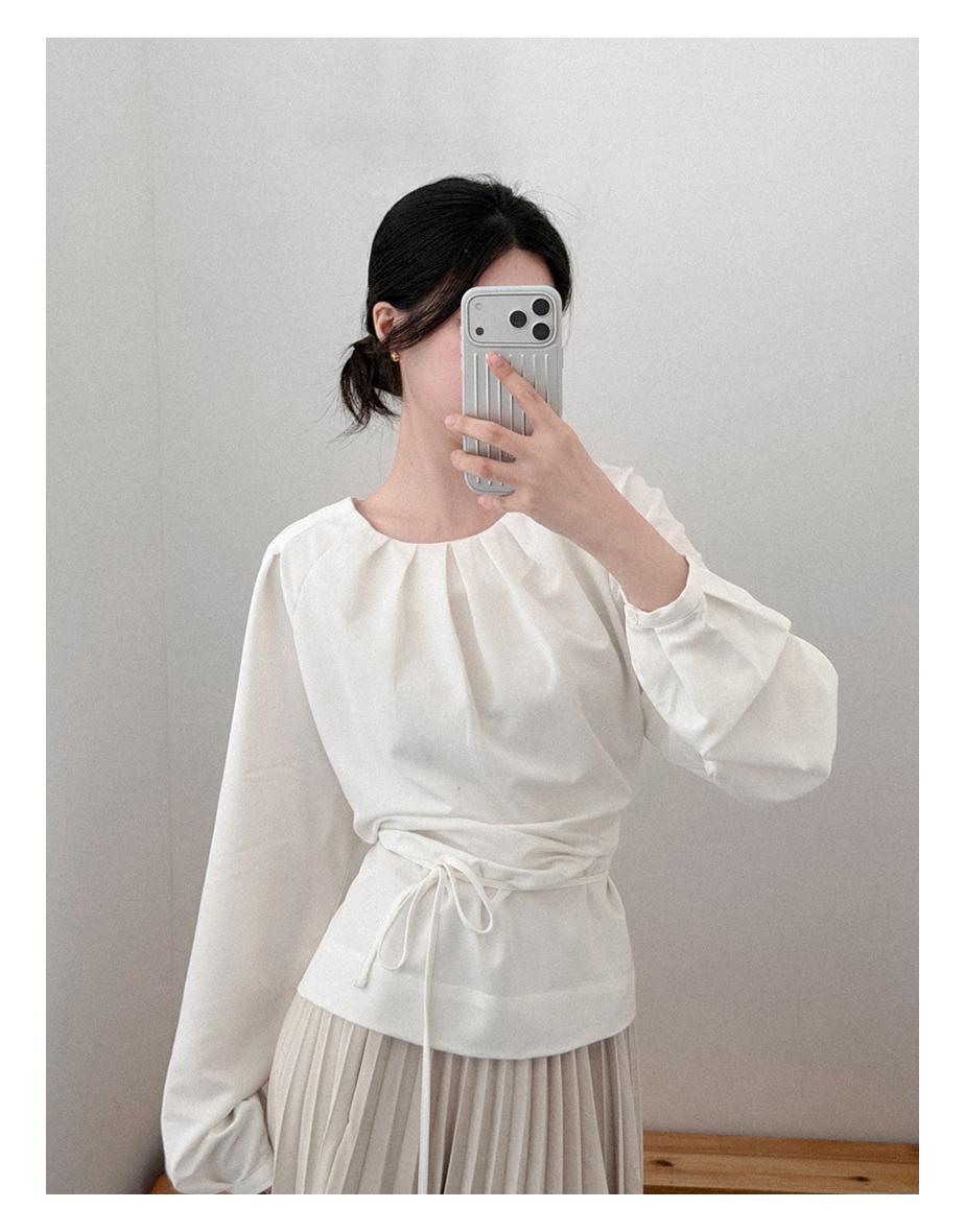 [strap_set] 셸디 라운드 핀턱 블라우스 (2colors)