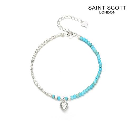 세인트스코트 STJ-BA1486WG 터키석 미니하트 체인팔찌