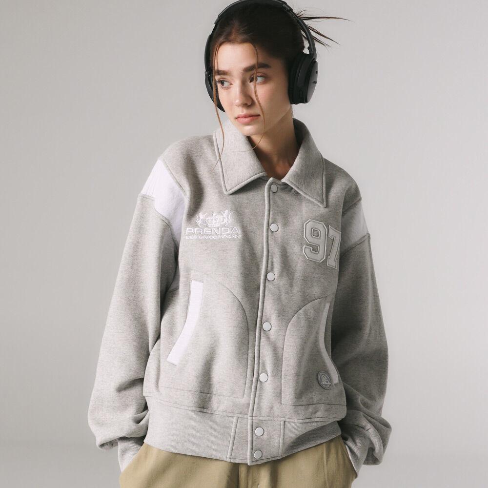 SWEAT VARSITY JACKET GRAY