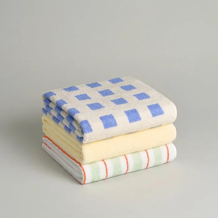 페이스 타월 - 3P - 피크닉 그린+레몬 옐로우+블루 스퀘어 (에디션_가든컬렉션)