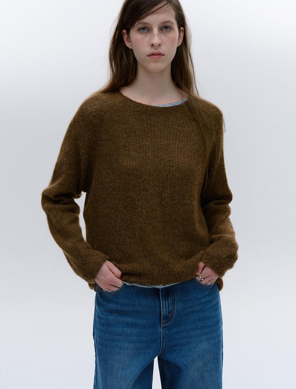 MOHAIR LOOSE-FIT KNIT [BROWN]