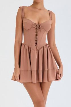 CINNAMON LACE UP MINI DRESS