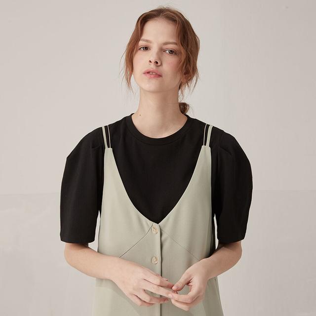 Curved short sleeve tee - Black