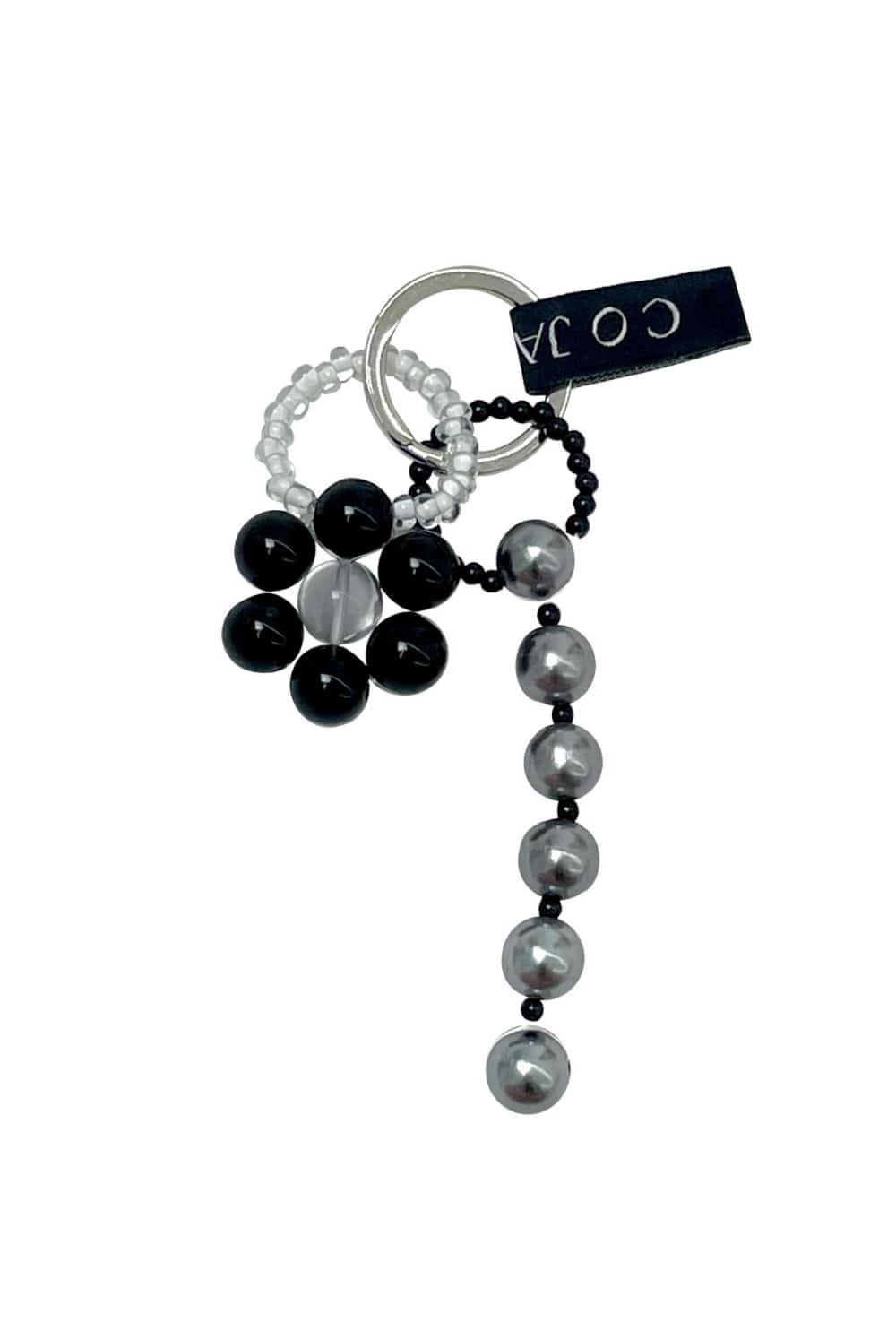 [SET] black flower ring + string