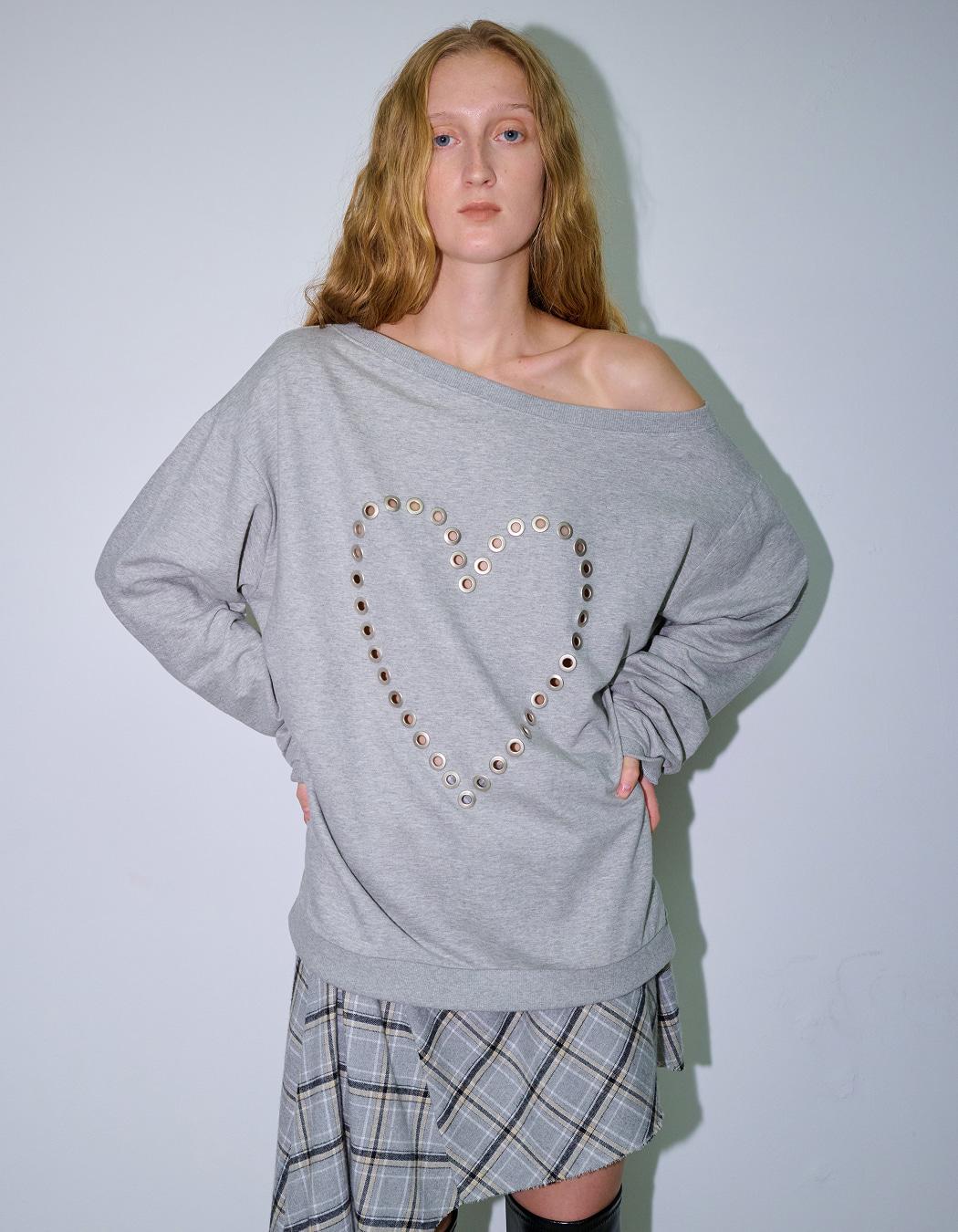 LOVE EYELET SWEATSHIRT, GREY