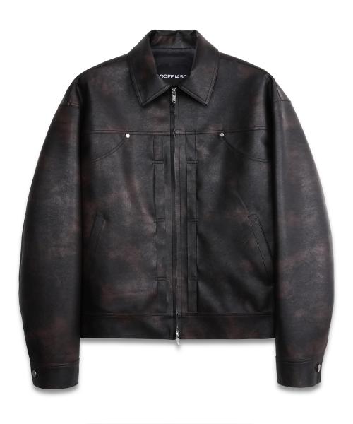 투톤 레더 트러커 자켓