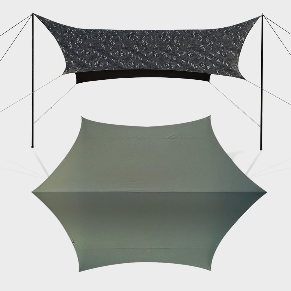 대형헥사타프 블랙코팅방수 캠핑방염 카키 경량 플랜40