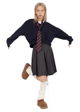 ROUGH PLEATS MIDI SKIRT