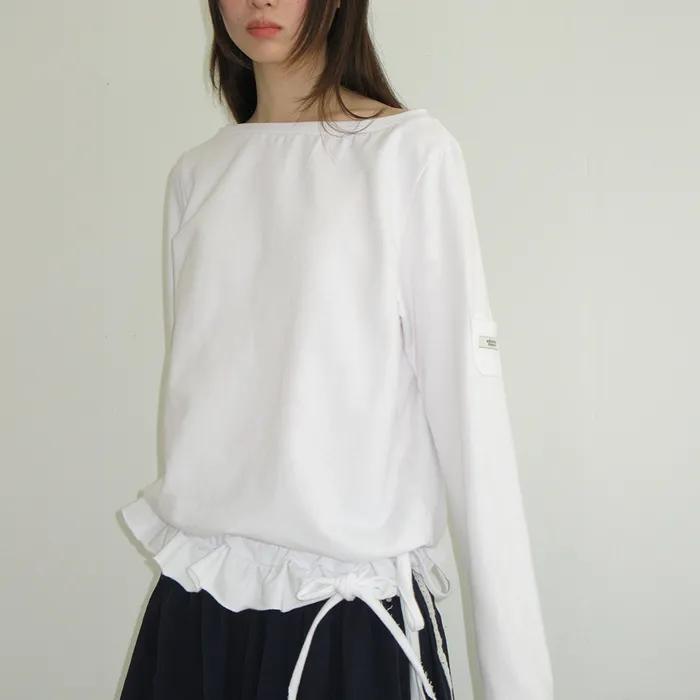 OFF SHOULDER SHIRRING LONG SLEEVE WHITE