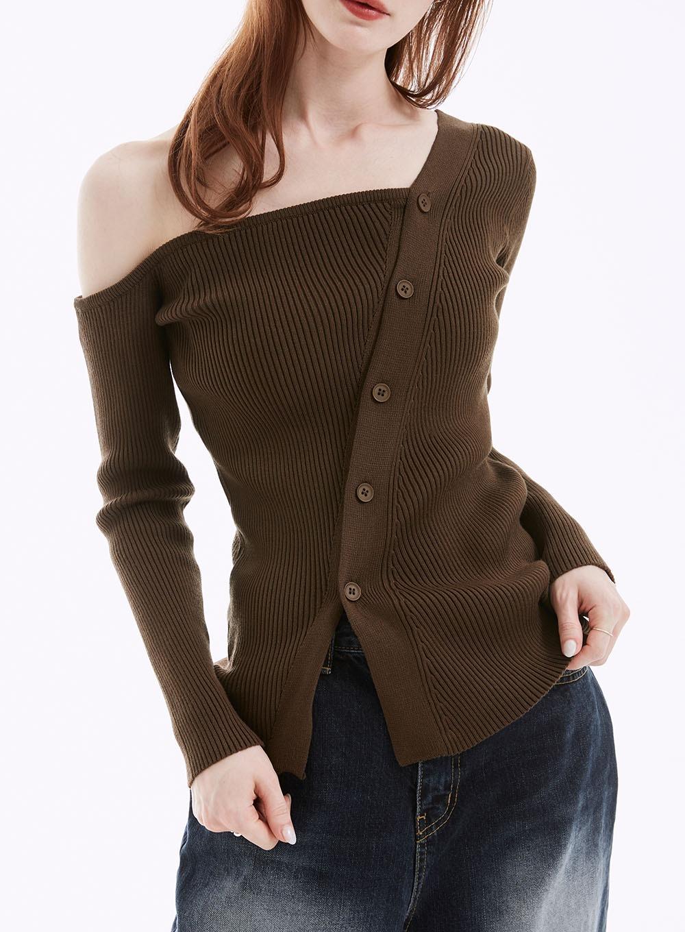 레퓨스 언발 골지 니트