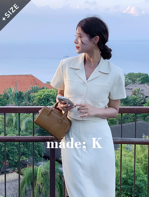 케이클럽 [자체제작/S-XL]플로우 린넨 포켓 크롭 싱글 자켓