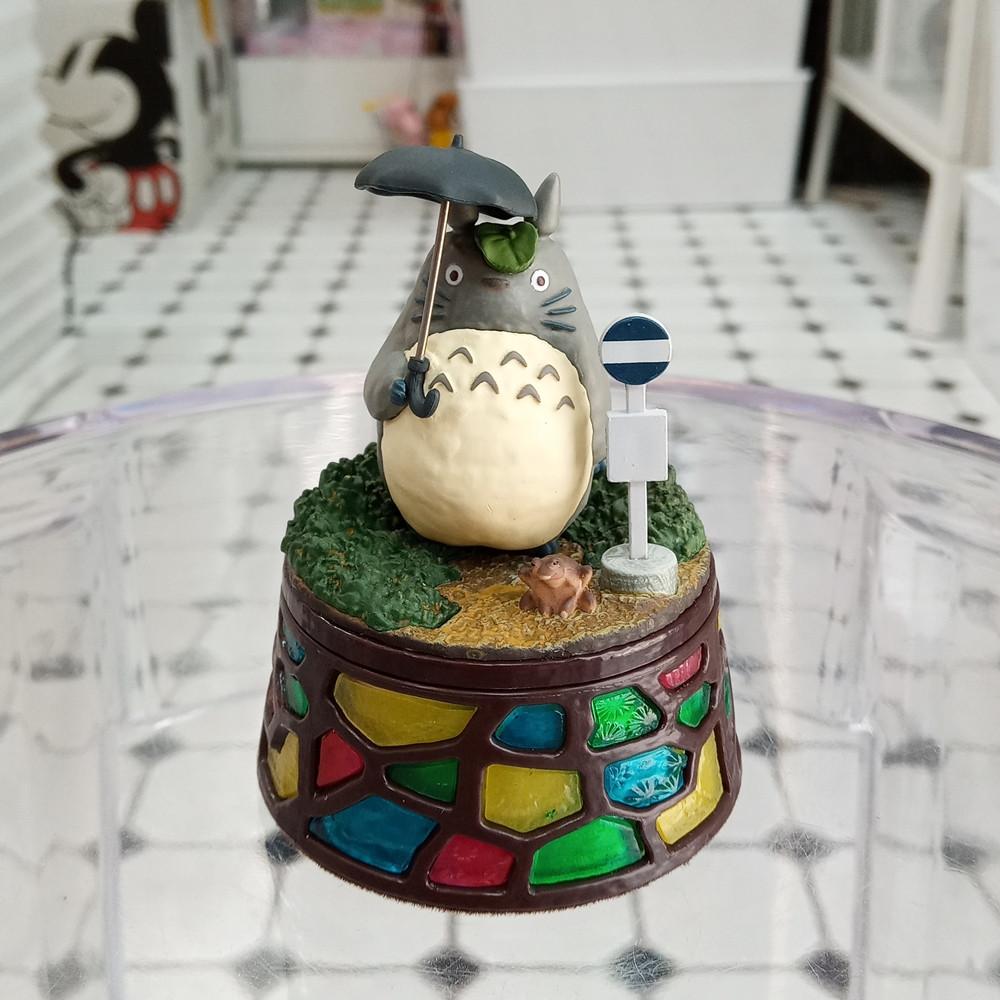 이웃집 토토로 미니 피규어 악세사리 박스 스테인드글라스 디자인 보석함 소품함 다용도 케이스 / 토토로와 정류장 지브리 [일본 직수입 정품]