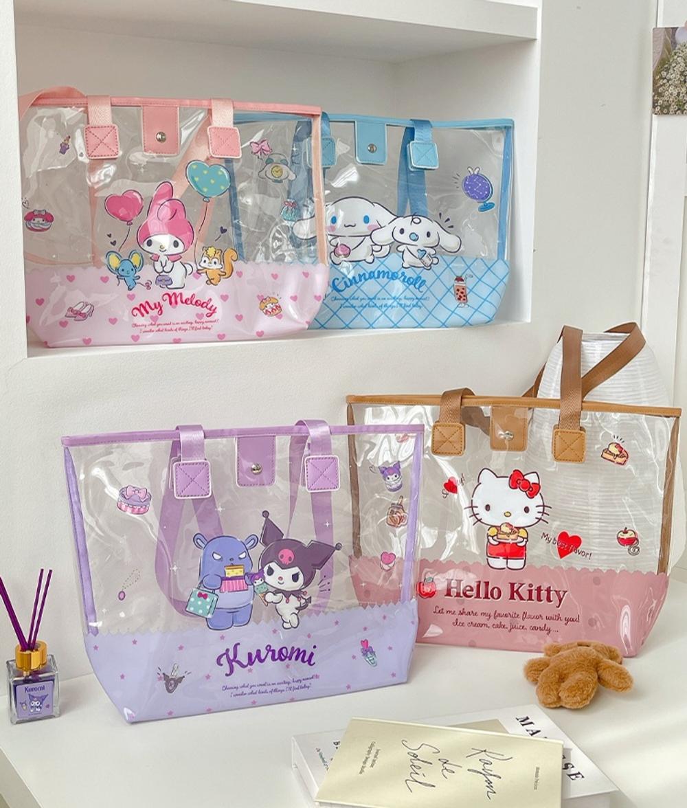 산리오 캐릭터 대용량 PVC 숄더 토트백