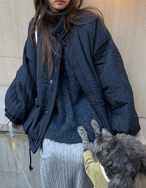 스트라이프 퀼팅 점퍼