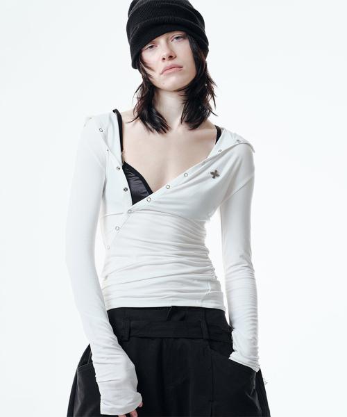 RO DRAPED HOODIE (WHITE)