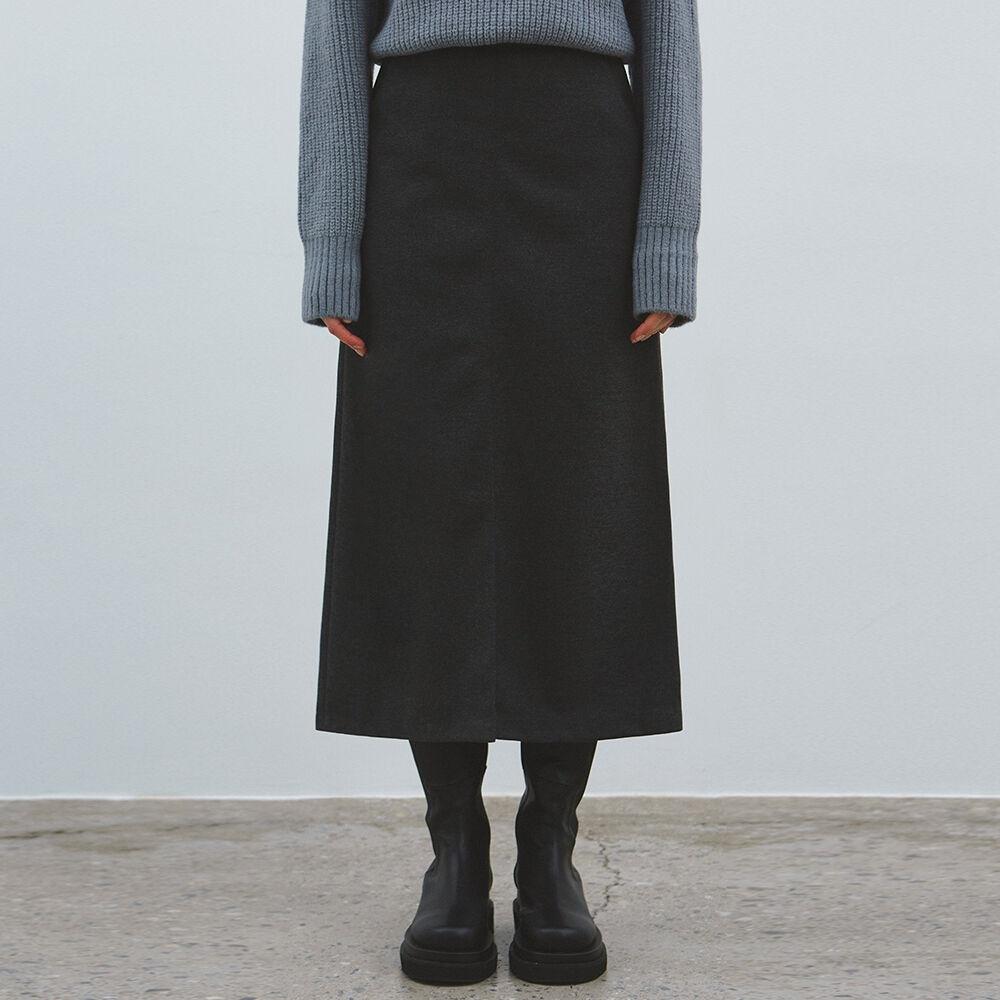 SLIT H LONG SKIRT_CHARCOAL